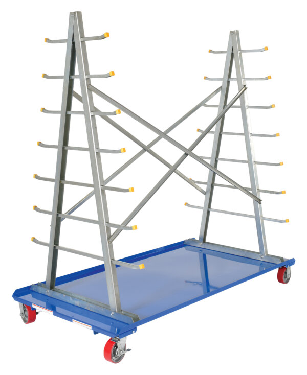 A-Frame Storage Cart 2,000# Uniform Static Capacity with Poly-on-Steel Casters