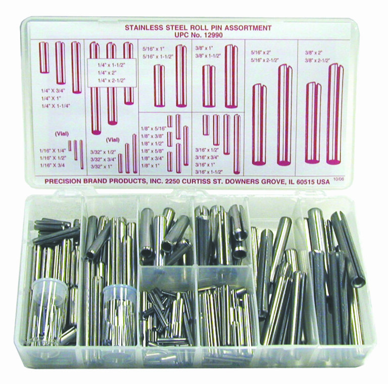 300 Piece Stainless Steel Roll Pin Assortment Made in USA Tools