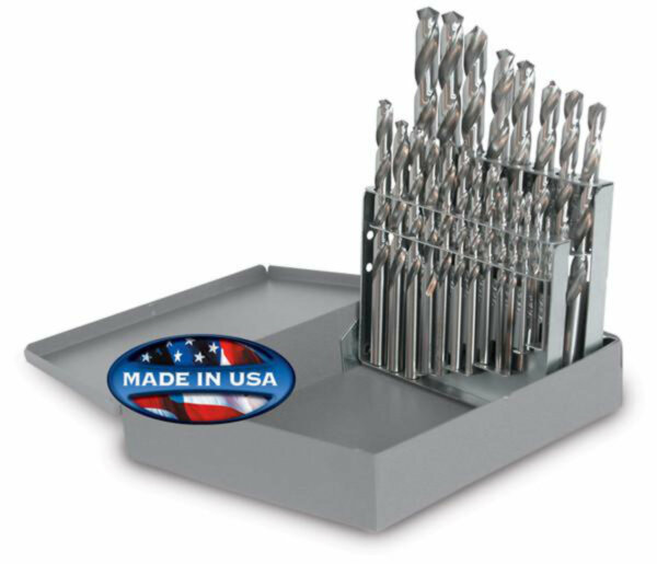 21 Piece Bright HSS 118° Precision Point Drill Set - Jobber Length, Fractional Sizes 1/16" to 3/8"