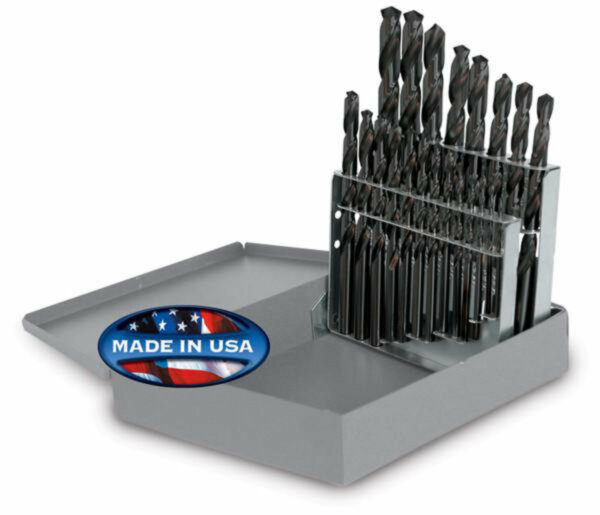 21 Piece Black Oxide HSS 118° Precision Point Drill Set - Jobber Length, Fractional Sizes 1/16" to 3/8"