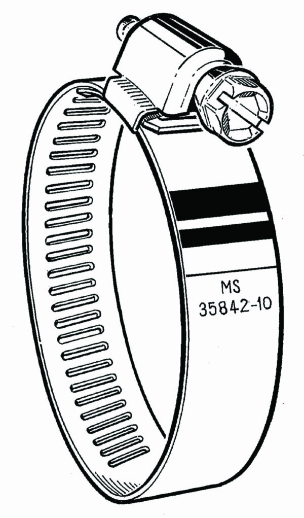 MS6SS All SS Military Worm Gear Hose Clamp, 3/8" - 7/8" Clamping Diam-10 Pcs