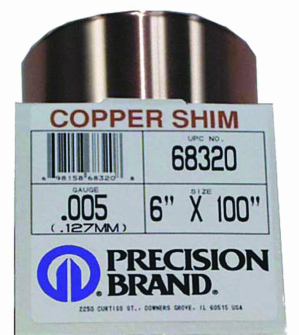 0.001" Copper Shim Stock 6" x 100" Roll