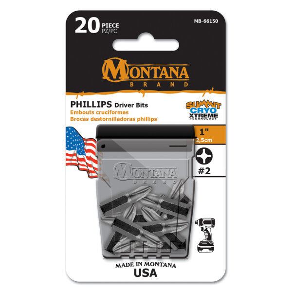 Montana Brand, 20-pc 1" Phillips #2 Driver Bits