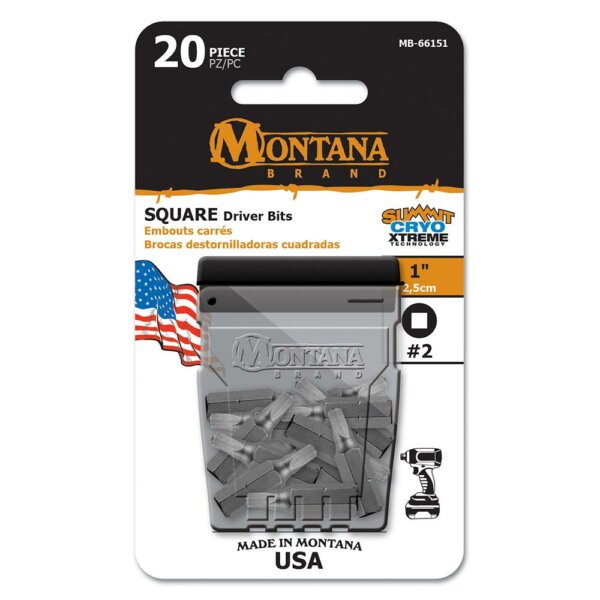 Montana Brand, 20-pc 1" Square #2 Driver Bits