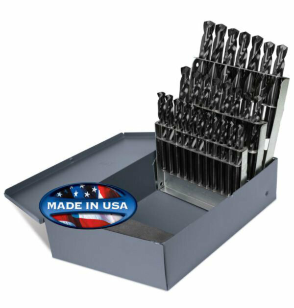 26 Piece Black Oxide HSS 135° Split Point Drill Set - Screw Machine, Letter Sizes A to Z