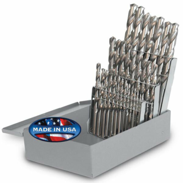 29 Piece Bright HSS 118° Precision Point Drill Set - Jobber Length, Fractional Sizes 1/16" to 1/2"