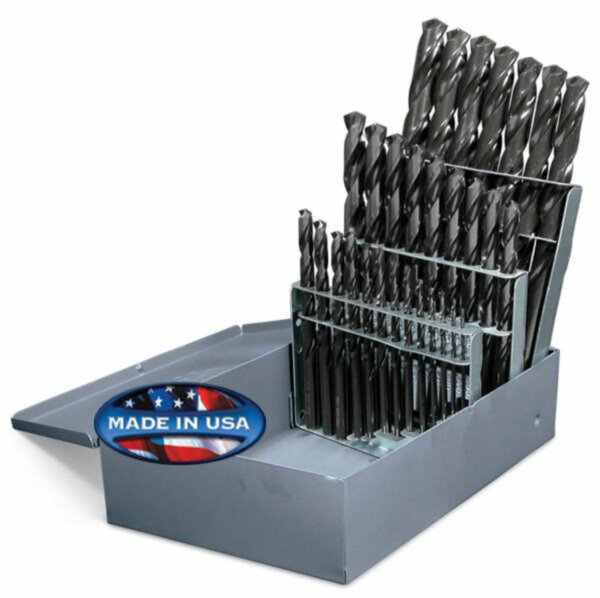 29 Piece Black Oxide HSS 118° Precision Point Drill Set - Jobber Length, Fractional Sizes 1/16" to 1/2"