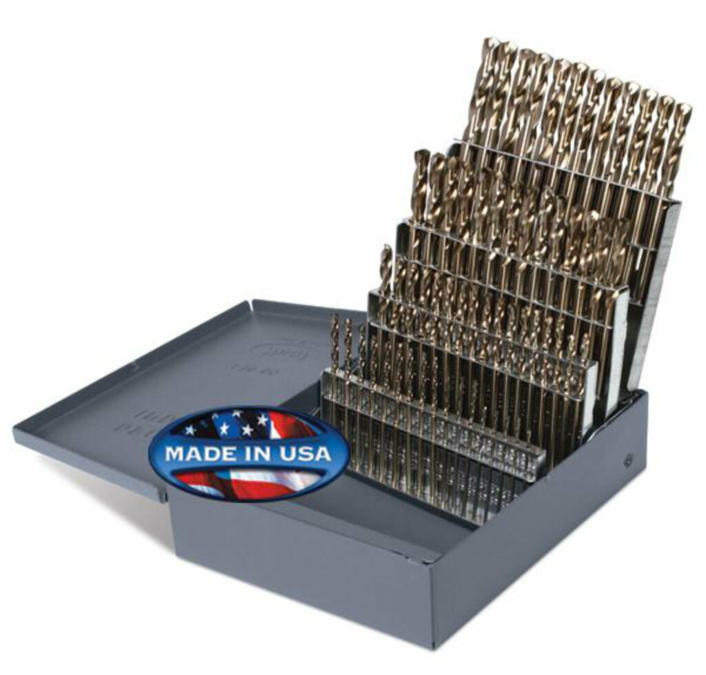 60 Piece Cobalt 135° Split Point Drill Set Screw Machine, Wire Sizes