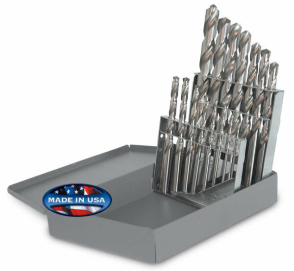 15 Piece Bright HSS 118° Precision Point Drill Set - Jobber Length, Fractional Sizes 1/16" to 1/4"