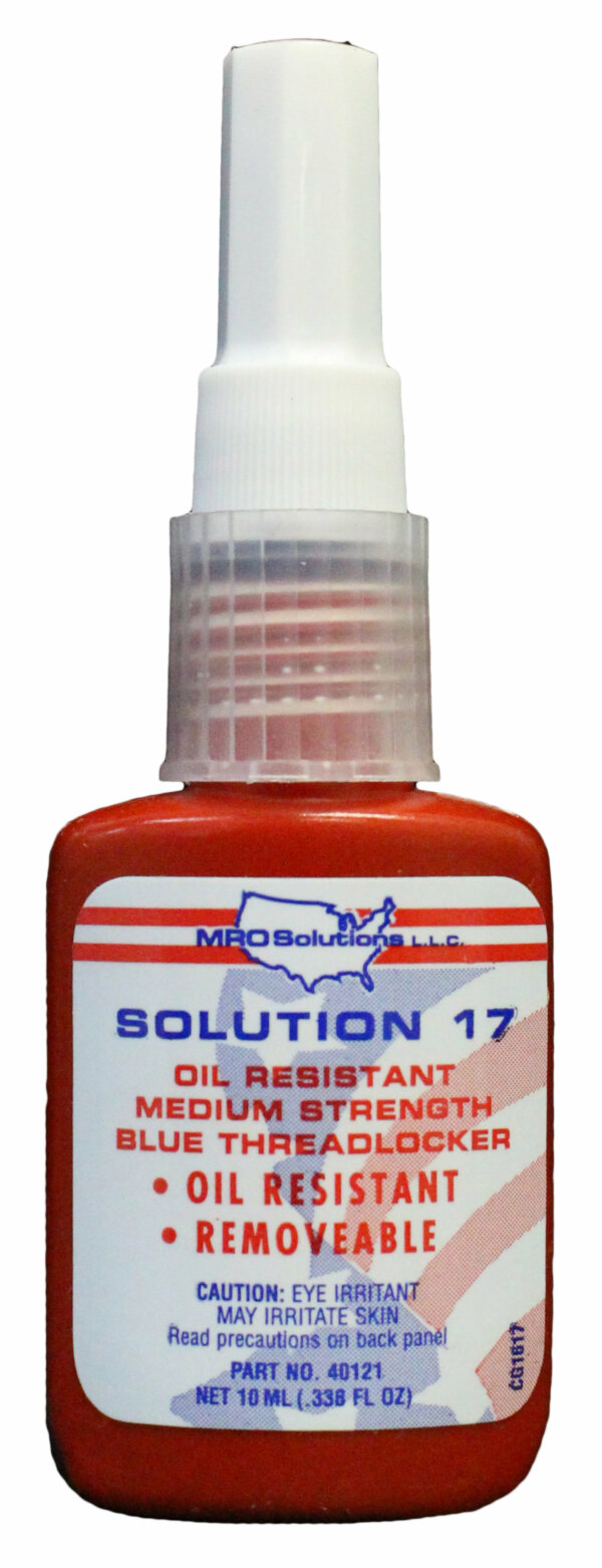 MRO Solution 17 – Oil Resistant Blue Threadlocker (10 ml. Bottle)