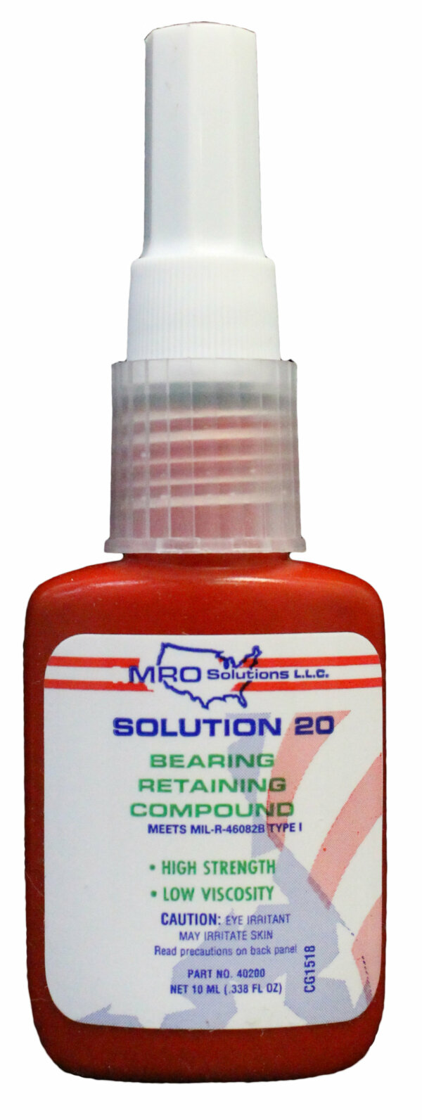 MRO Solution 20 – Bearing Retaining Compound / Low Viscosity Green (10 ml. Bottle)