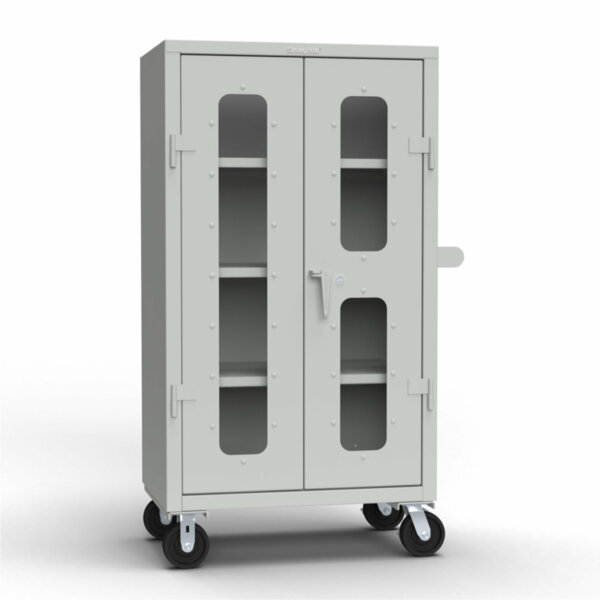Stainless Steel Mobile Medical Storage Cabinet, 14-Gauge Steel with Clear View Doors, 36"W x 24"D x 60"H