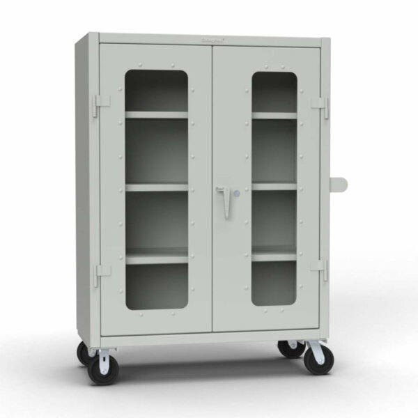 Stainless Steel Mobile Medical Storage Cabinet, 14-Gauge Steel with Clear View Doors, 48"W x 24"D x 60"H