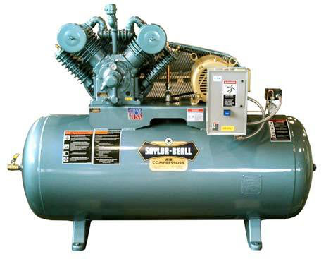 Saylor-Beall Horizontal Industrial Air Compressor, 1 Phase Electric Motor Driven, 1-1/2 HP, #703 Splash Lubricated Pump
