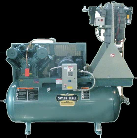 Saylor-Beall Complete Air System with Desiccant Dryer, 3 Phase Electric Motor Driven, 10 HP, #4500 Splash Lubricated Pump