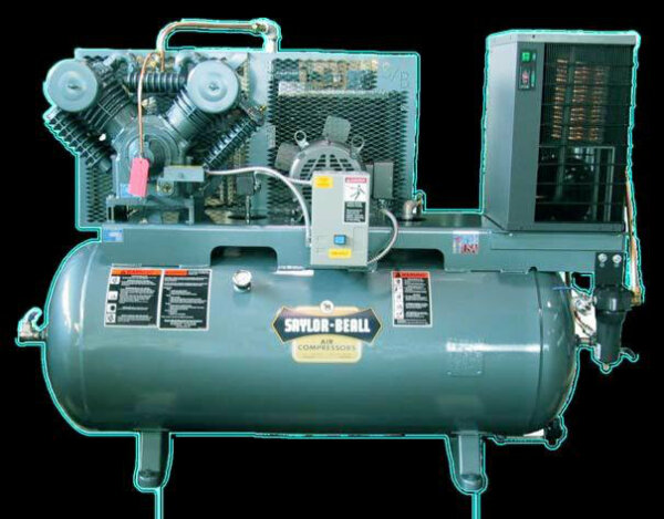 Saylor-Beall Complete Air System with Refrigerated Dryer, 3 Phase Electric Motor Driven, 10 HP, #4500 Splash Lubricated Pump