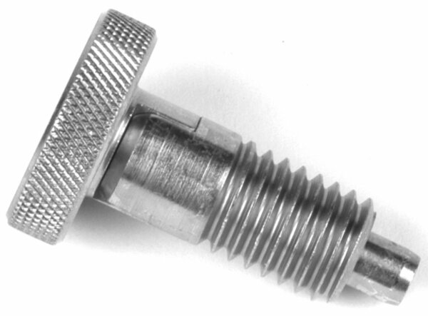 Knurled Knob Hand Retractable Spring Plunger with Steel Locking Handle & Locking Thread Element, 1/4-20 Thread, Zinc-plated Chromate Finish