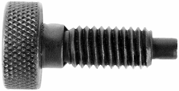 Knurled Knob Hand Retractable Spring Plunger with Steel Non-Locking Handle & Non-Locking Thread Element, 1/4-20 Thread, Black Oxide Finish