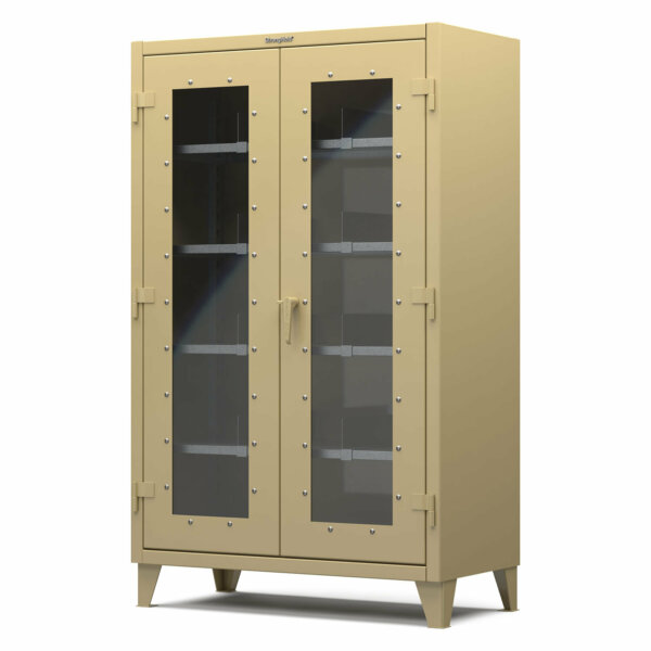 PPE Storage Cabinet, 12-Gauge Steel with Clear View Doors, 48"W x 24"D x 72"H