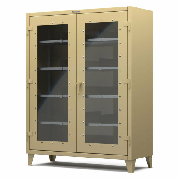 PPE Storage Cabinet, 12-Gauge Steel with Clear View Doors, 60"W x 24"D x 72"H