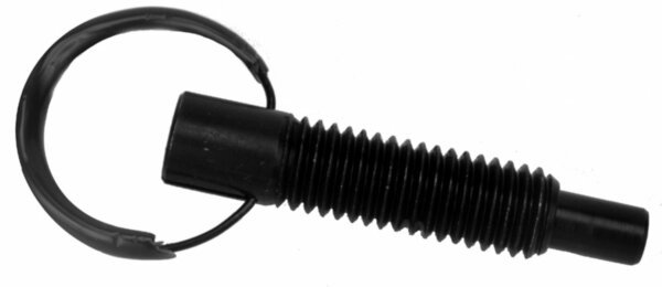 Hand Retractable Locking Spring Plunger & Non-Locking Thread Element with Steel Quick Release "Pull Ring", Black Oxide Finish, 1/4-20 Thread