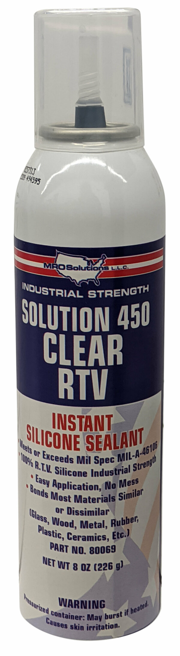 MRO Solution 450 – Clear RTV Silicone Sealant (8 oz. Power Can)