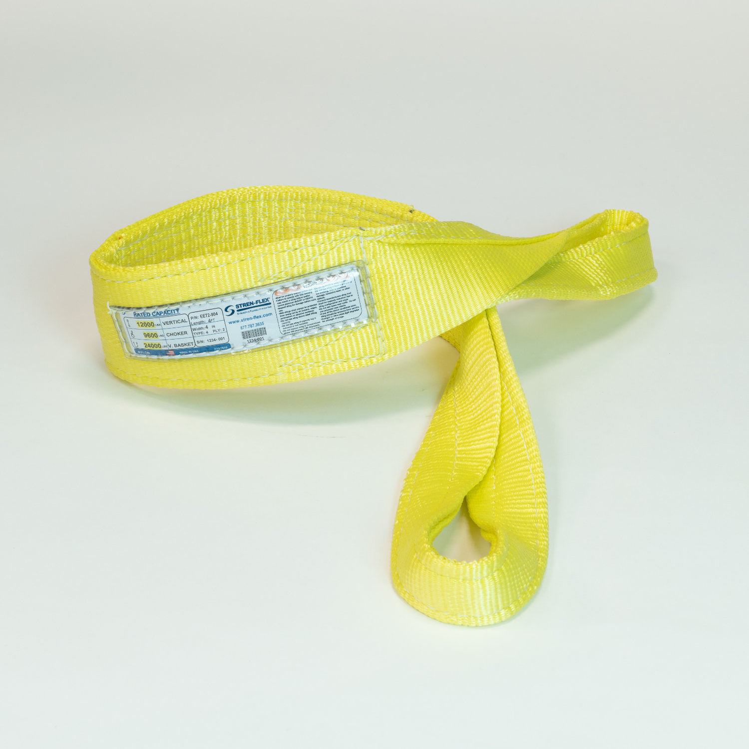 4" x 20ft 1Ply Nylon Eye & Eye  Sling w/ Type 4 Twist Eyes Made