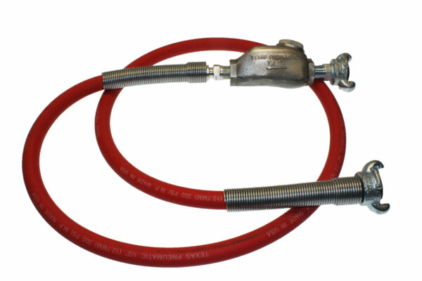 Hose Whip Assembly - 300 psi, 1/2" hose with TX-0L Lubricator & Band Clamped; Crowfoot Hose End