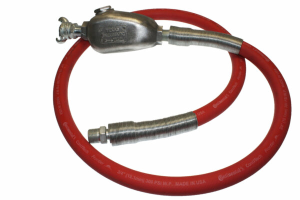 Hose Whip Assembly - 300 psi, 1/2" hose with TX-2L Lubricator & Band Clamped; 3/4" MPT Hose End