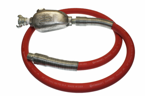 Hose Whip Assembly - 300 psi, 1/2" hose with TX-2L Lubricator & Band Clamped; 3/4" MPT Hose End