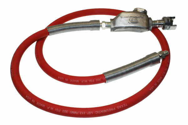 Hose Whip Assembly - 300 psi, 1/2" hose with TX-0L Lubricator & Band Clamped; 1/4" MPT Hose End