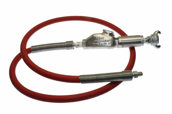 Filtered Whip Assembly - 300 psi, 1/2" hose with TX-0L-F Filter/Lubricator & Band Clamped; 1/4" MPT Hose End