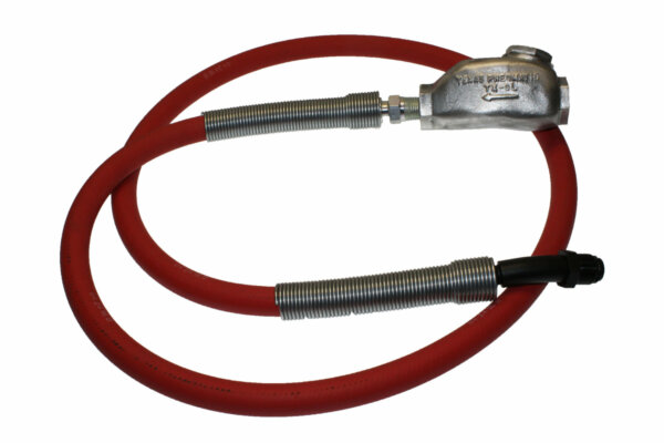 Hose Whip Assembly - 300 psi, 1/2" hose with TX-0L Lubricator & Band Clamped; 7/8"- 24 Thread Bent Swivel Hose End (less Crowfoot)