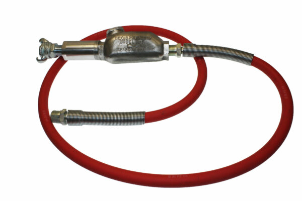 Hose Whip Assembly - 300 psi, 1/2" hose with TX-1L Lubricator & Band Clamped; 3/4" MPT Hose End