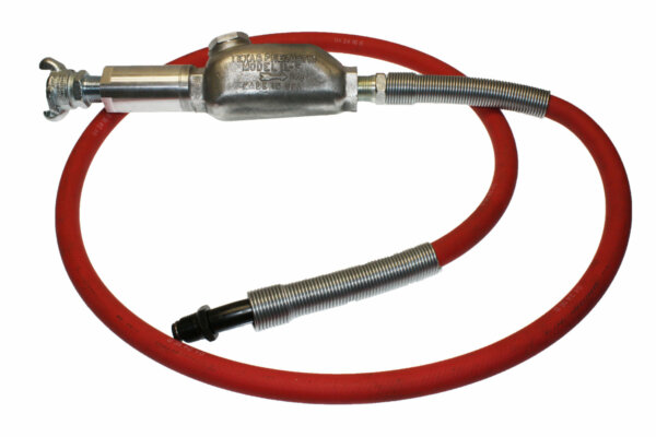 Hose Whip Assembly - 300 psi, 1/2" hose with TX-1L Lubricator & Band Clamped; 7/8"-24 Thread Bent Swivel Hose End