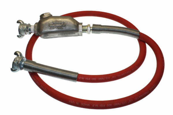 Hose Whip Assembly - 6' long; 300 psi, 1/2" hose with TX-1L Lubricator & Band Clamped; Crowfoot Hose End