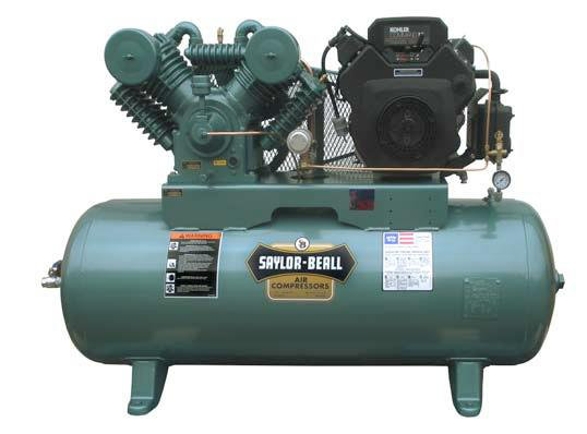 Saylor-Beall Horizontal Industrial Air Compressor, Honda Gasoline Engine Driven, 24 HP, #4500 Splash Lubricated Pump
