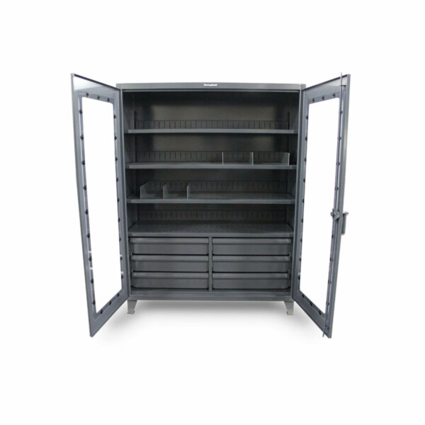 Clear View Storage Cabinet with 6 Drawers and Removable Vertical Dividers, 12-Gauge, 48"W x 24"D x 72"H