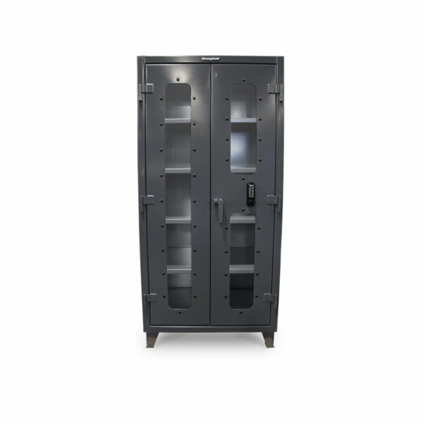 Clear View Storage Cabinet with Keypad, 12-Gauge Steel, 60"W x 24"D x 72"H