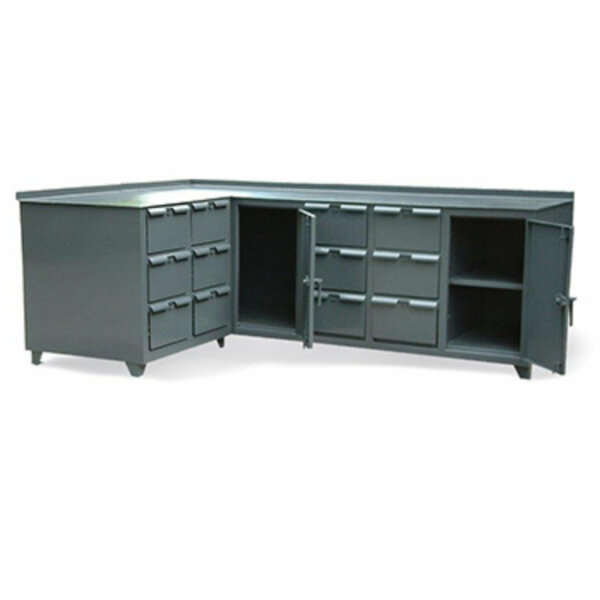 Corner Workbench with 12 Drawers, 108"W x 34"D x 38"H