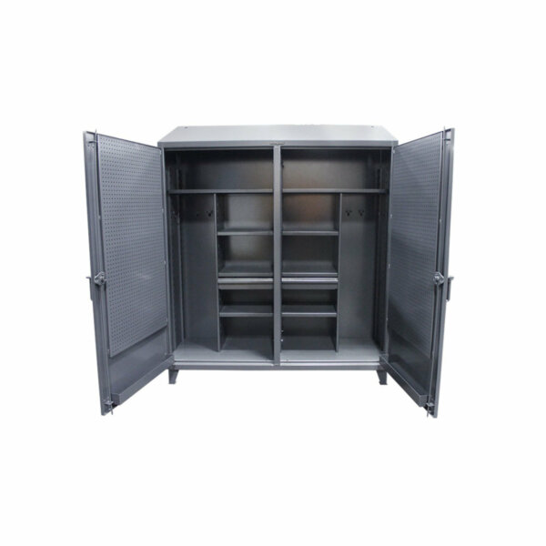 Double Shift Cabinet with Hooks and Pegboard Doors, 72"W x 24"D x 72"H