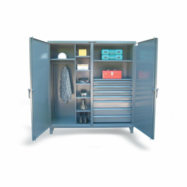 Double Shift Uniform Cabinet with Seven Drawers, 72"W x 24"D x 72"H