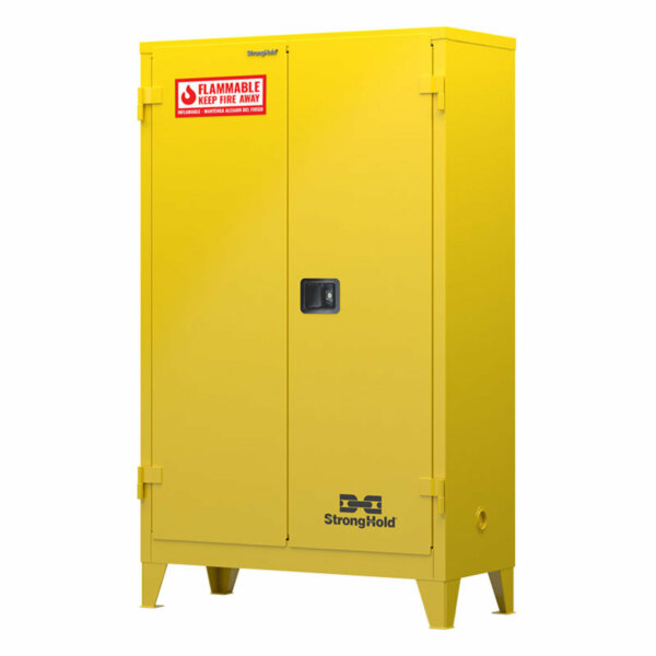 Flammable Safety Cabinet, 18-Gauge Steel, 45 Gallons, 3 Shelves, Manual-Closing Door, 43"W x 18"D x 66"H