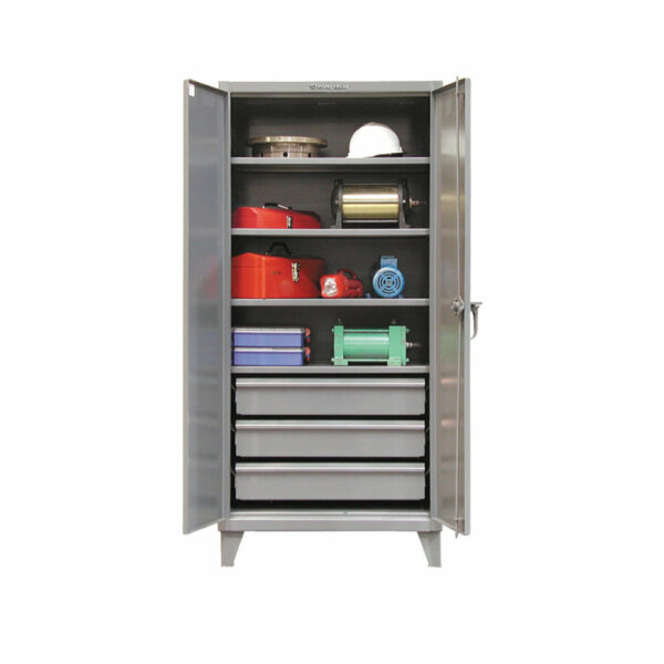 Industrial Cabinet with Drawers, 3 Drawers/4 Shelves, 36"W x 24"D x 72"H