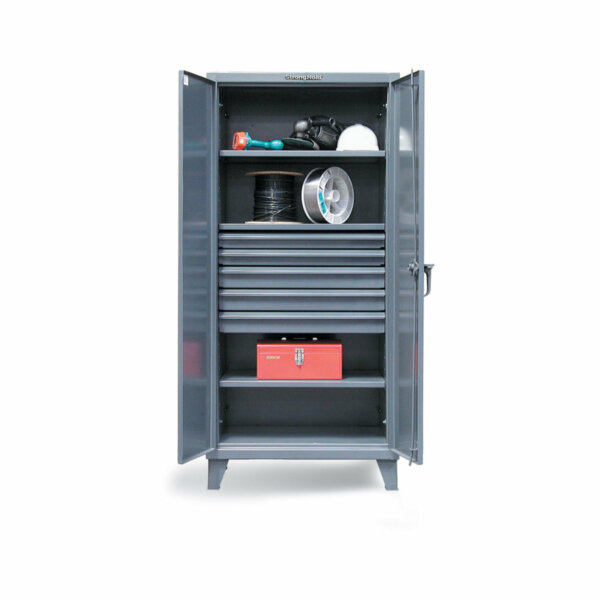 Industrial Cabinet with Drawers, 5 Drawers/3 Shelves, 36"W x 24"D x 72"H