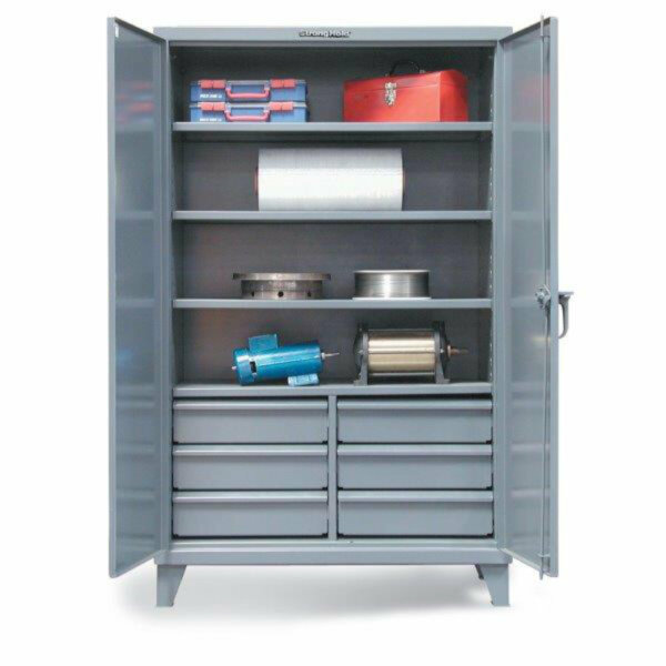 Industrial Cabinet with Lower Half-Width Drawers, 48"W x 24"D x 72"H