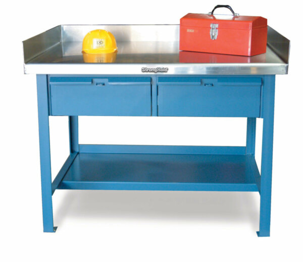 Industrial Shop Table with 2 Drawers and Stainless Steel Top, 48"W x 36"D x 34"H