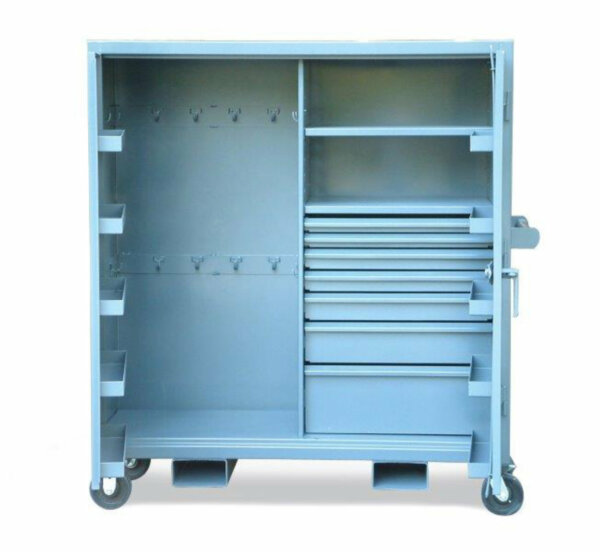 Mobile Cabinet with Door Pockets and Hooks, 60"W x 24"D x 60"H