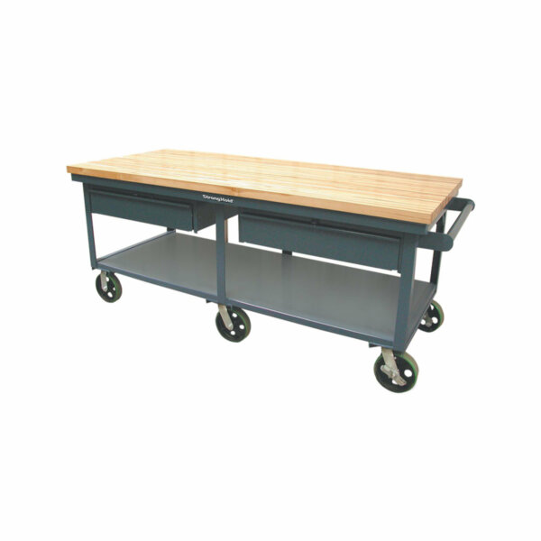 Mobile Shop Table with Maple Top, 84"W x 36"D x 34"H