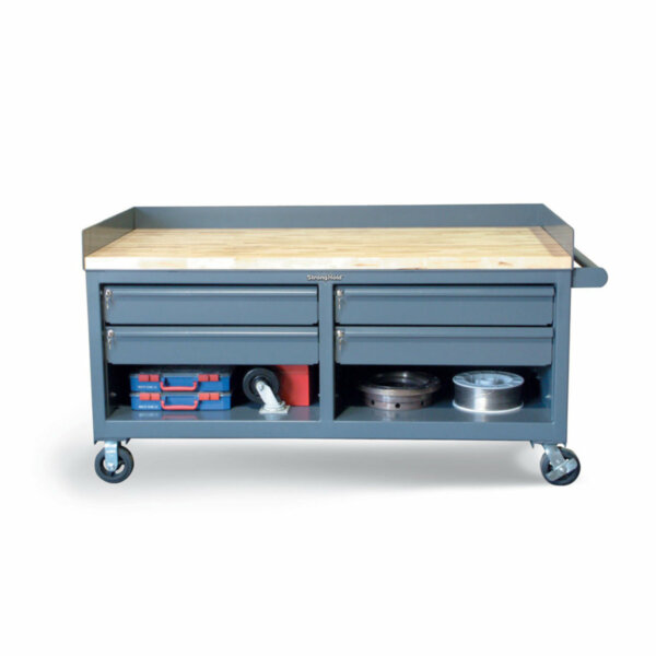 Mobile Workbench with Key Lock Drawers and Maple Top, 48"W x 36"D x 26"H